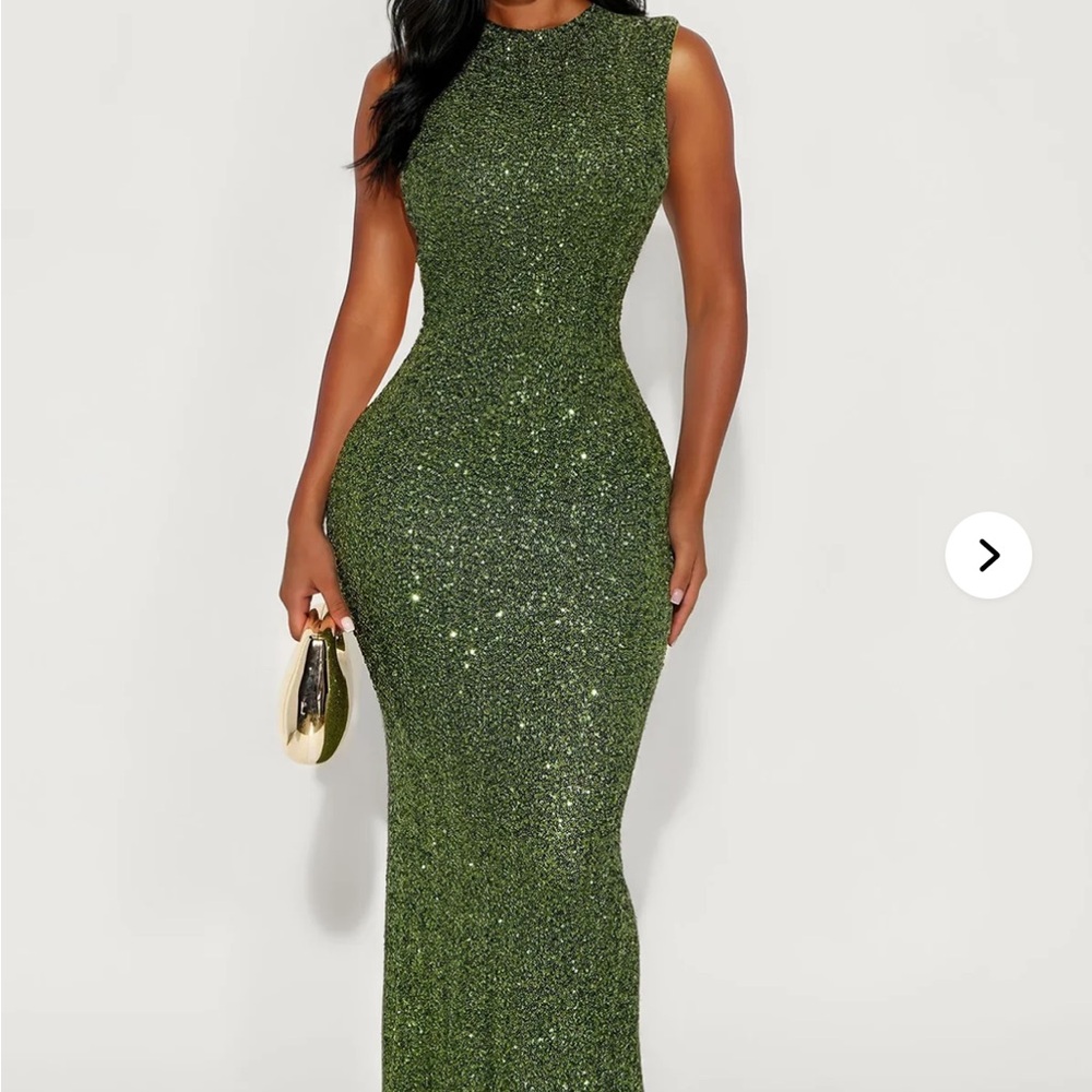 Elegant Olive Sequin Bodycon Evening Dress